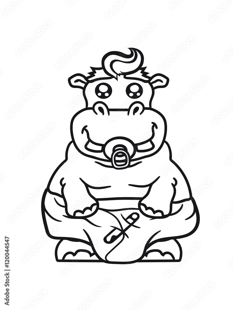 baby pacifier little funny sweet cute thick comic cartoon hippopotamus fat hippo