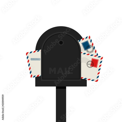 Mailbox letter flat design isolated vector illustration