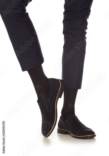 Man leg in black socks