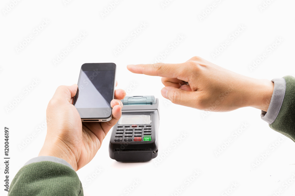 Mobile payment and omnichannel for business money by hand hold m Mobile payment and omnichannel for business money by hand hold m