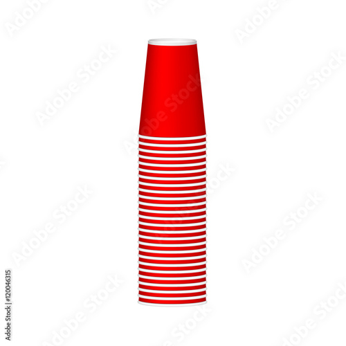 Stack of cups in red design