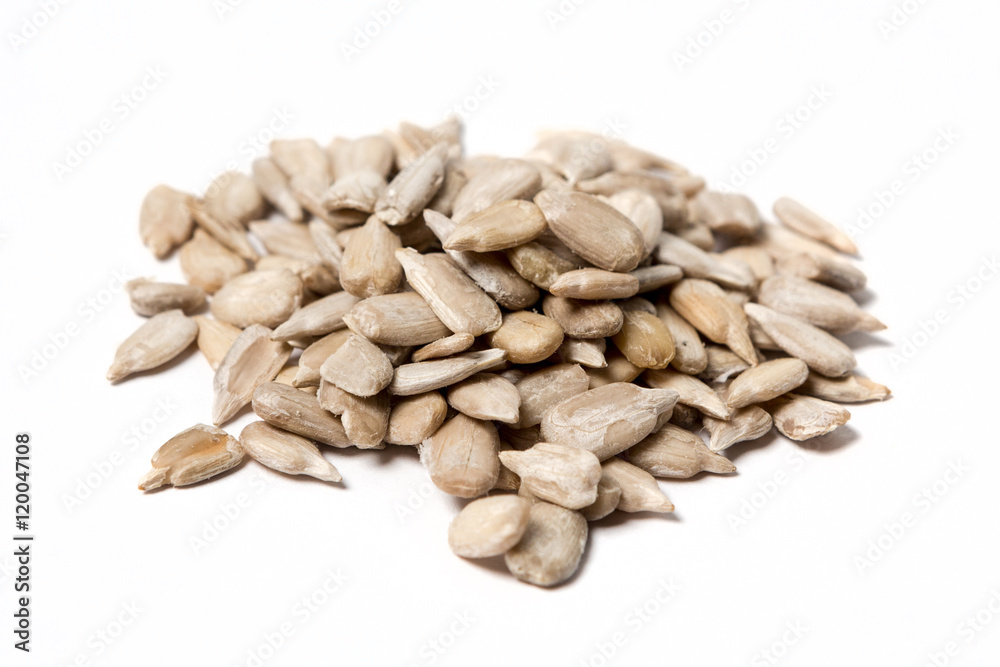 Sunflower seeds isolated on white