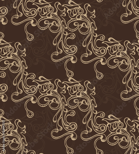 Seamless pattern with hatched ornament. Retro style. Vector illustration, eps10