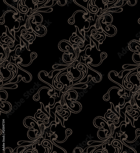 Seamless pattern with hatched ornament. Retro style. Vector illustration, eps10