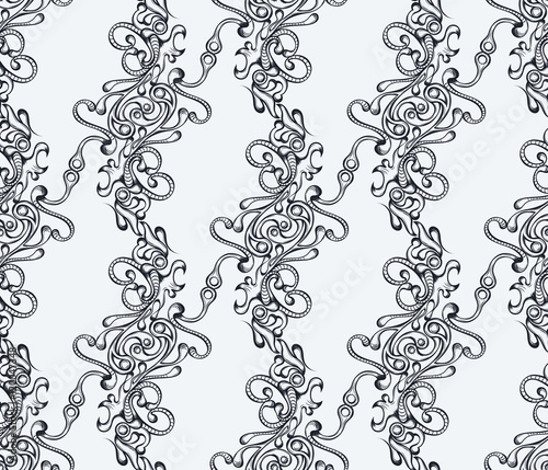 Seamless pattern with hatched ornament. Retro style. Vector illustration, eps10