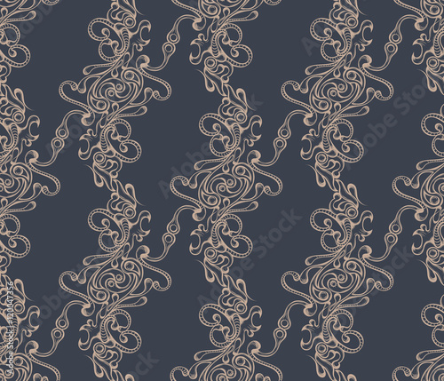 Seamless pattern with hatched ornament. Retro style. Vector illustration, eps10