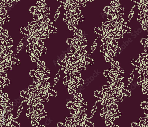 Seamless pattern with hatched ornament. Retro style. Vector illustration, eps10