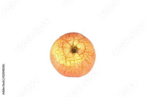 Isolated wrinkle skin apple on the white background.