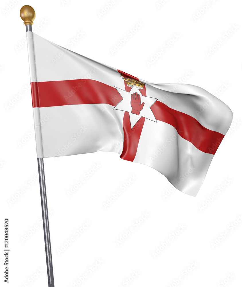 National flag for country of Northern Ireland isolated on white background, 3D rendering National flag for country of Northern Ireland isolated on white background, 3D rendering