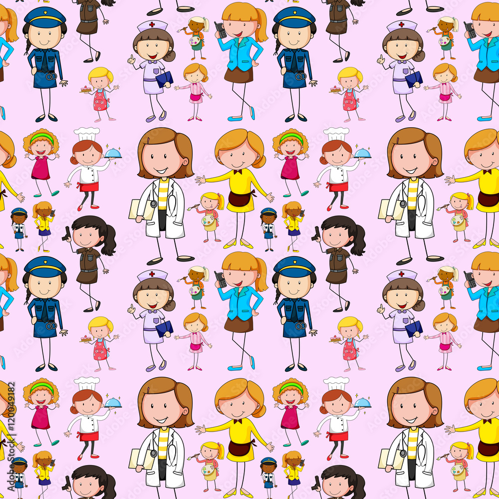 Seamless background with people doing different jobs Seamless background with people doing different jobs