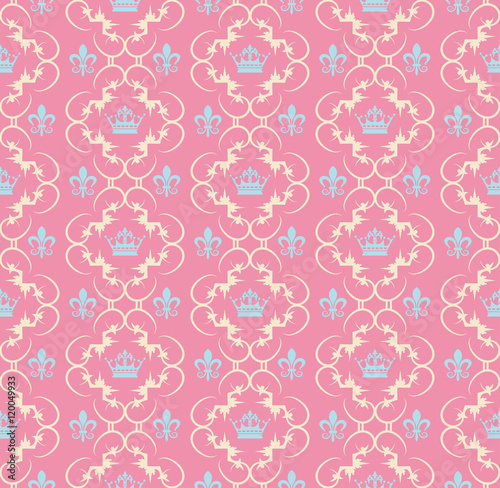 Seamless damask pink wallpaper