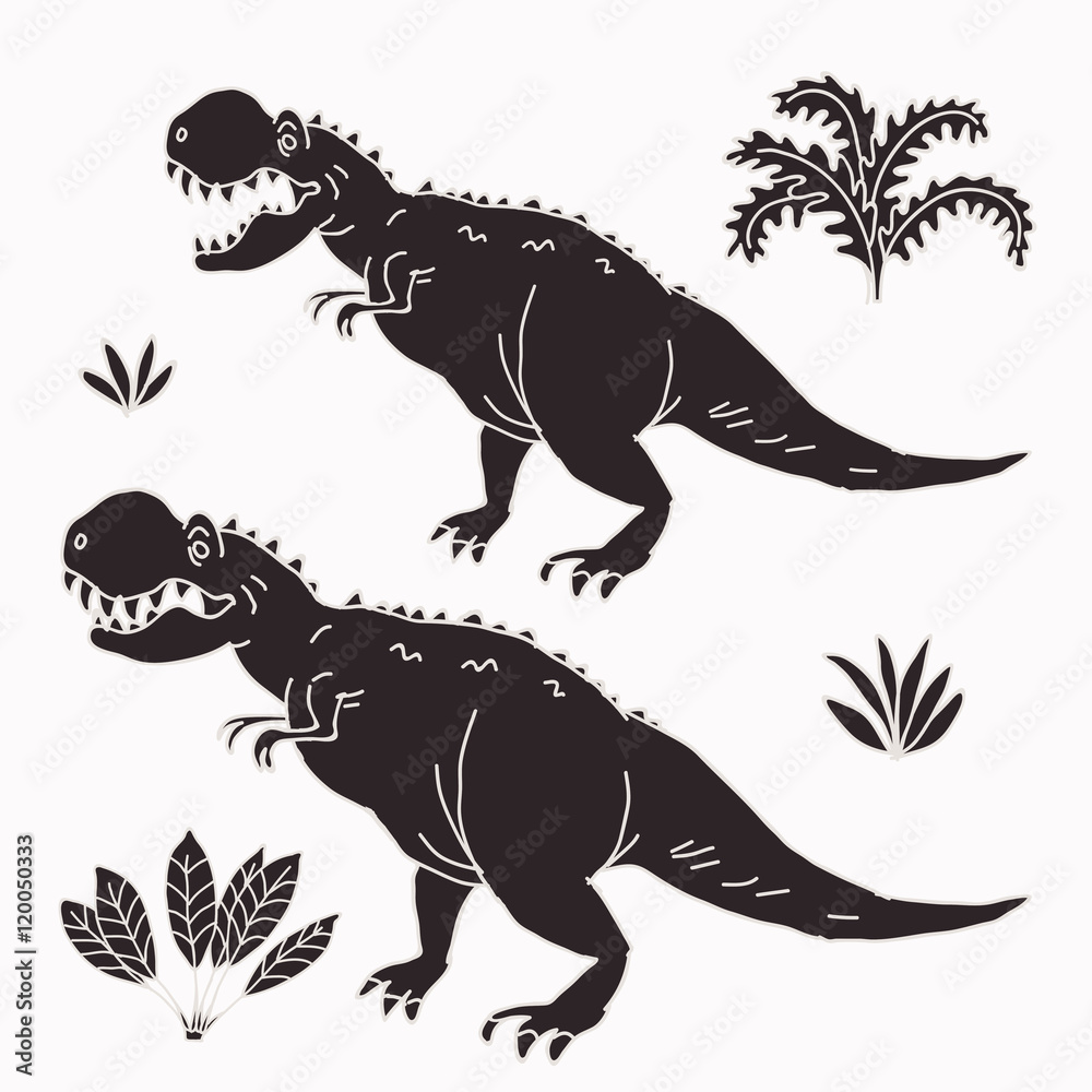 Obraz premium Vector hand drawn illustration jurassic