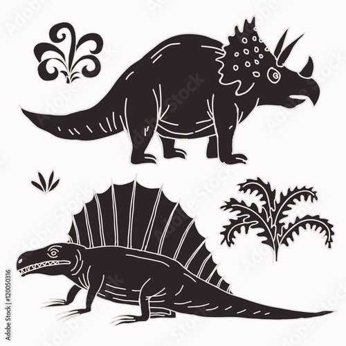 Vector hand drawn illustration jurassic