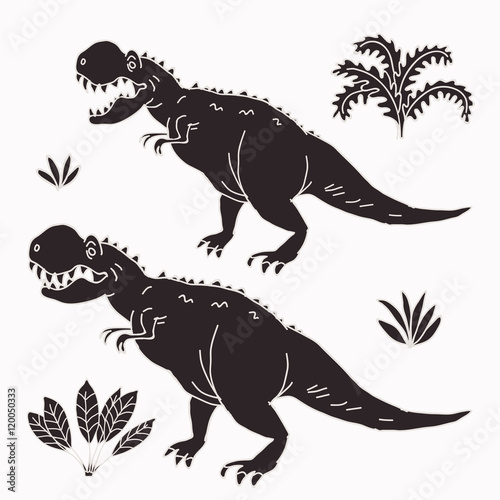 Vector hand drawn illustration jurassic