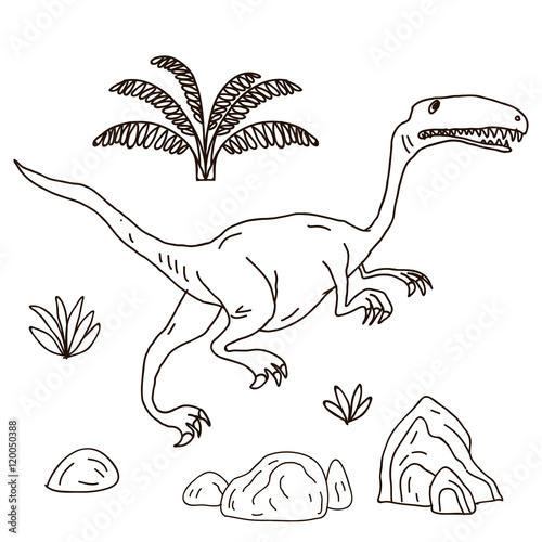 Vector hand drawn illustration jurassic