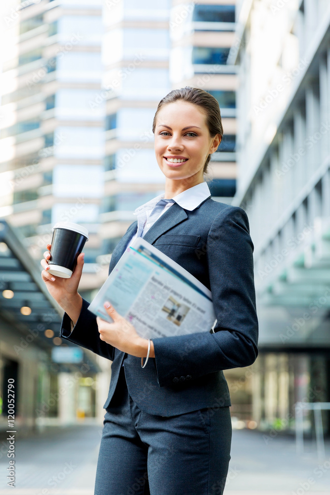 Portrait of business woman walking and smiling outdoor Portrait of business woman walking and smiling outdoor