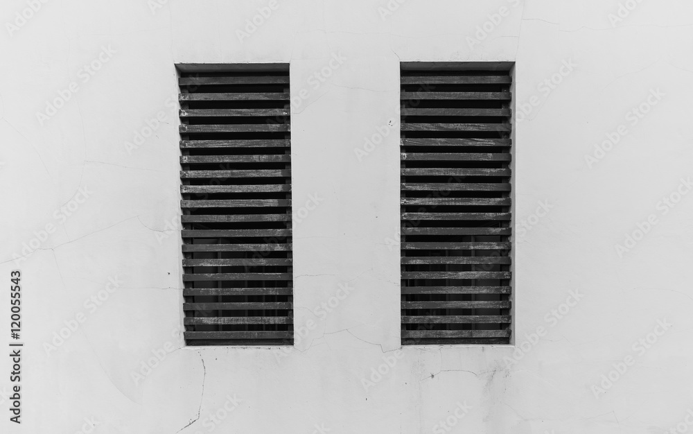 wooden windows in an old building wooden windows in an old building