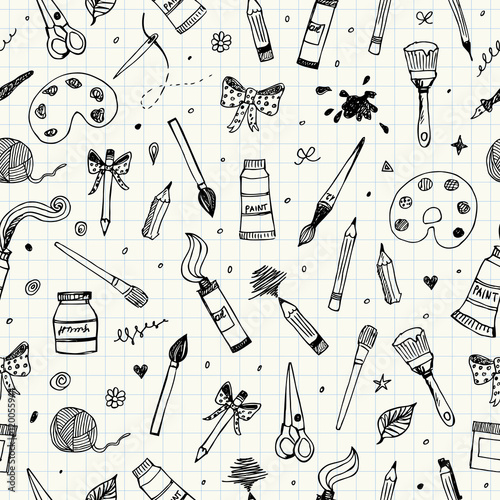Hand drawn Art and Craft vector seamless pattern