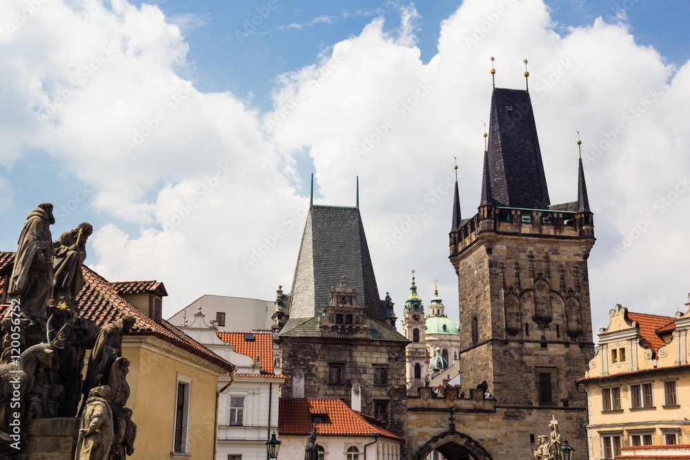 Fototapeta premium Gothic tower in Prague city center