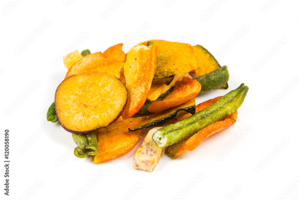 Dried mixed vegetables isolated on white background