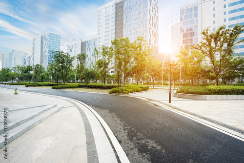 modern city road and building