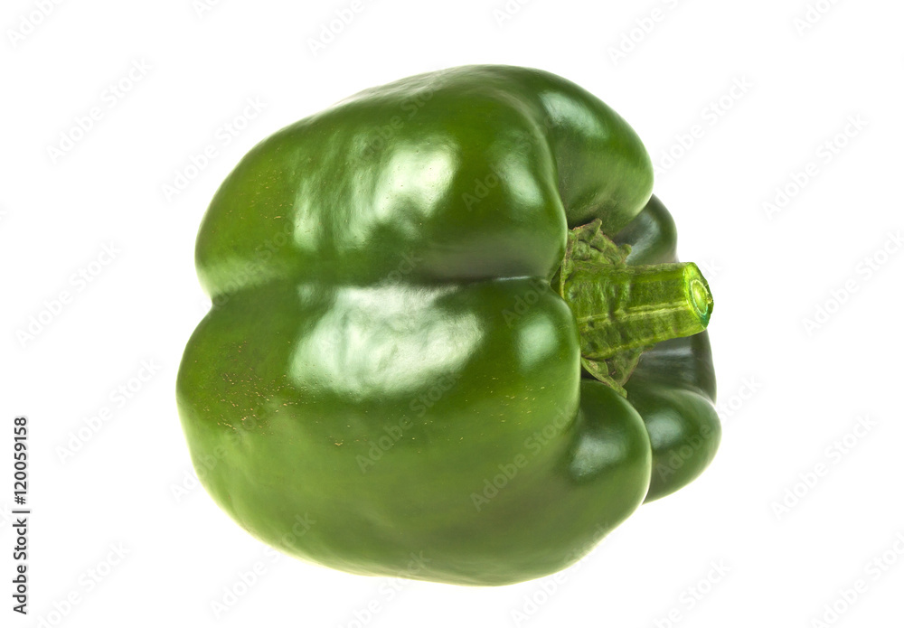Green bell pepper or sweet pepper isolated on white background