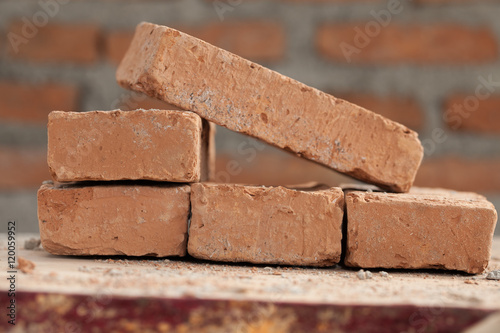 фотографія Brick block on the scaffolding