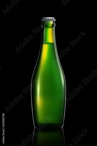 Bottle of beer or cider isolated on black background