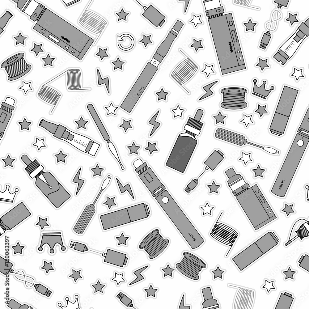Obraz premium black and white template e-cigarette . seamless pattern. vector texture. for design. vape