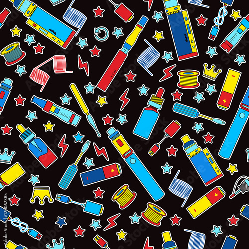 multicolor template  e-cigarette . seamless pattern. vector texture. for design.  vape,