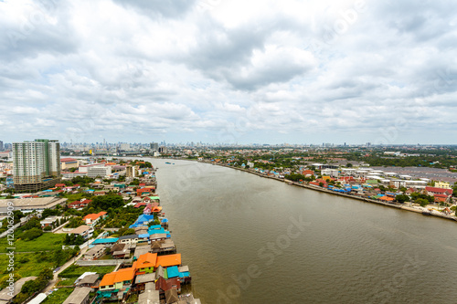 Chao Phraya river Bangkok cityscape Thailand