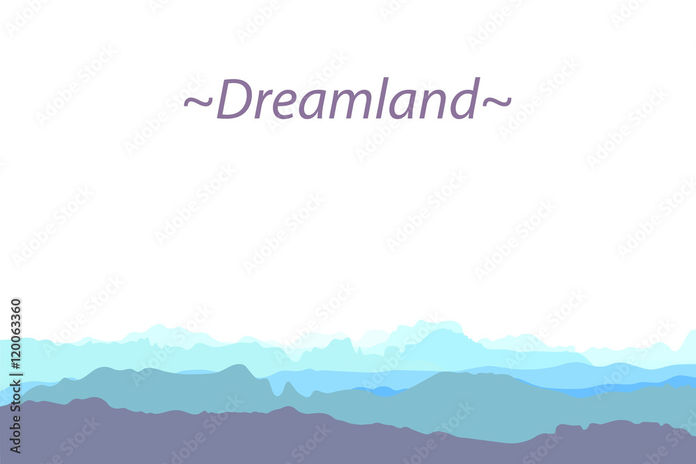 Horizontal abstract banner of hills in blue and lilac tones.