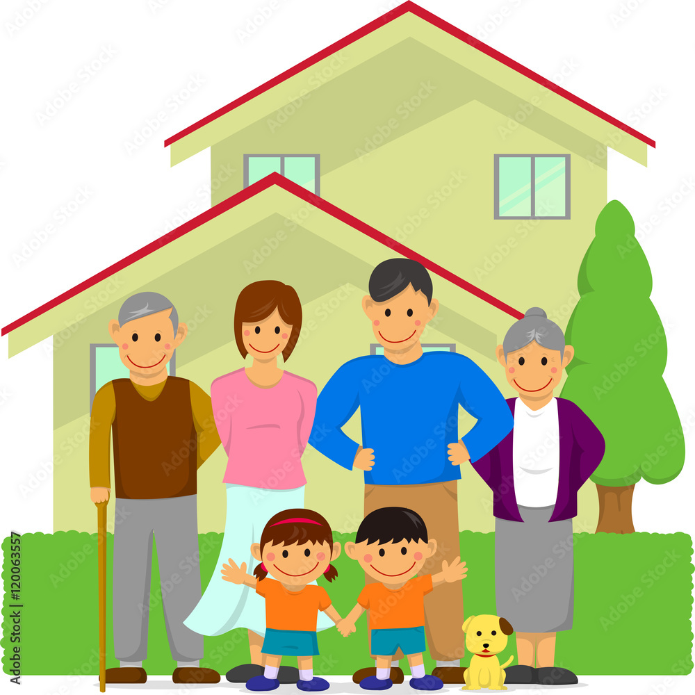 Family illustration (with house) [image]