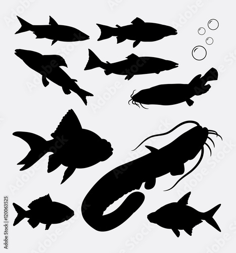 Fish animal silhouette. Good use for symbol, logo, web icon, sticker, mascot, or any design you want.
