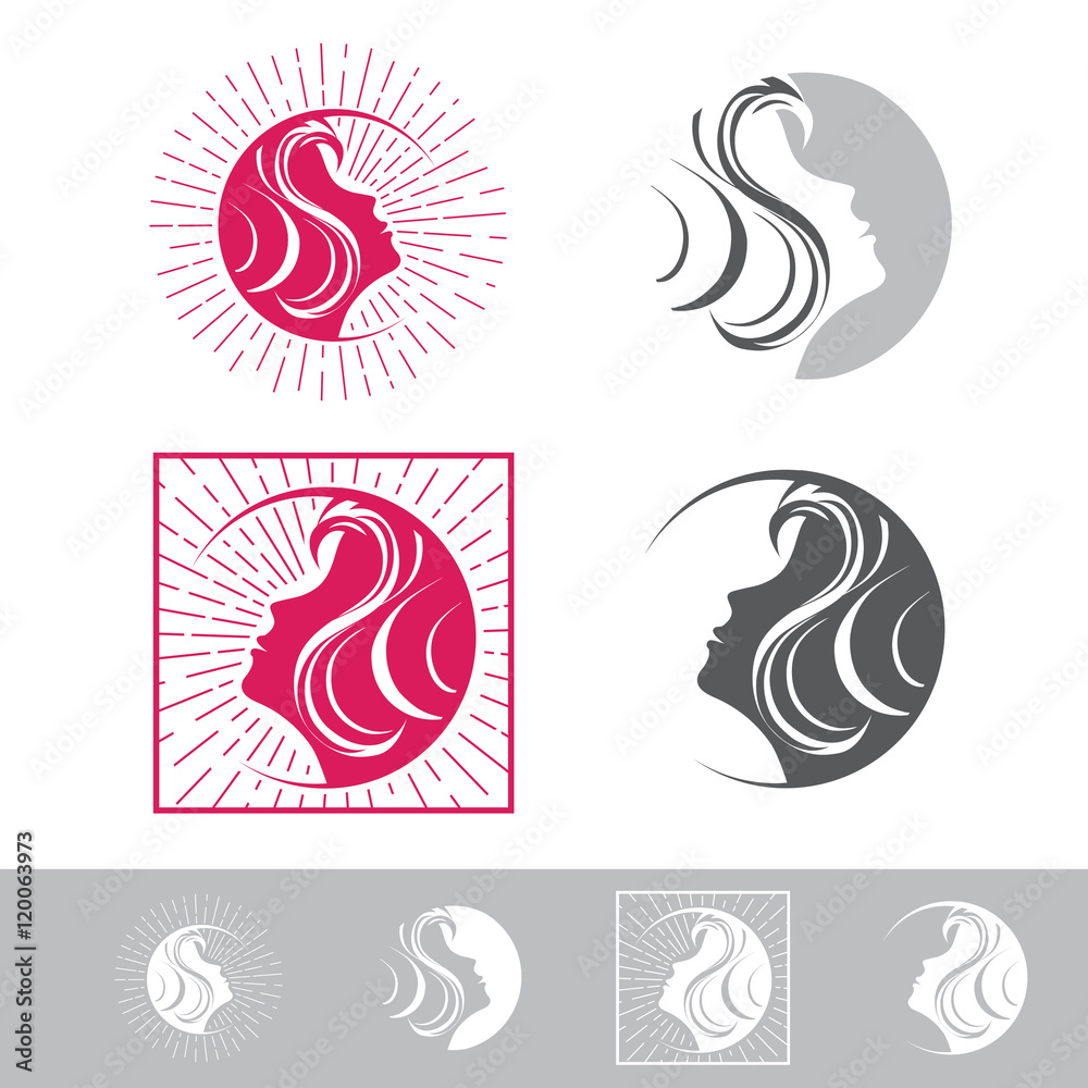 Woman Face Beauty Logo Design Set