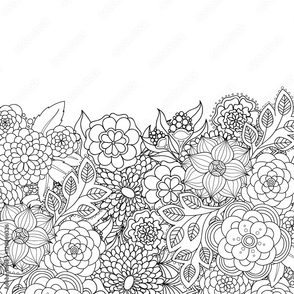 Doodle flowers and leaves invitation card.
Template flowers frame design for card. Decorative hand drawn vector element border. Doodle flowers and leaves invitation card.
Template flowers frame design for card. Decorative hand drawn vector element border.