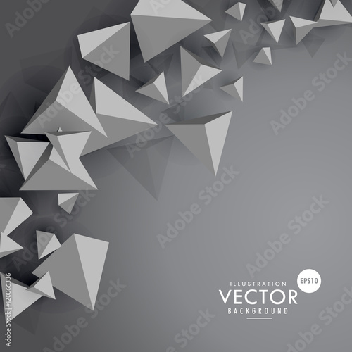 Fototapeta Naklejka Na Ścianę i Meble -  gray background with 3d floating polygons