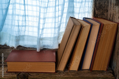 books on the windowsill photo