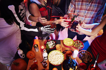High angle view at halloween table