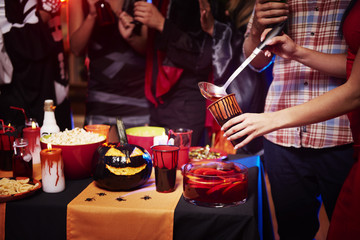 Close up at halloween party table