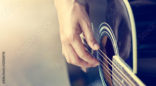 Guitarist on stage, soft focus