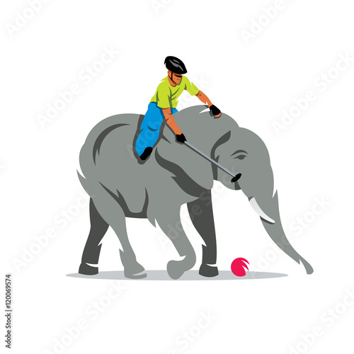 Vector Elephant polo Cartoon Illustration.