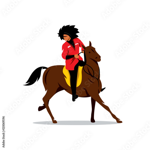 Vector North Caucasus rider Cartoon Illustration.