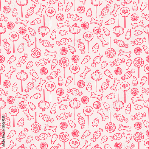 seamless sketch Halloween sweets