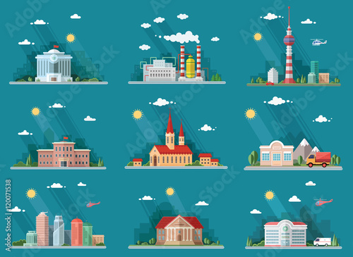 Mega Set of icons for your design. School, Town Hall, university