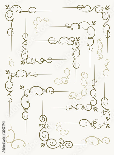 Big set of ornamental corners and decorative elements. Vector il