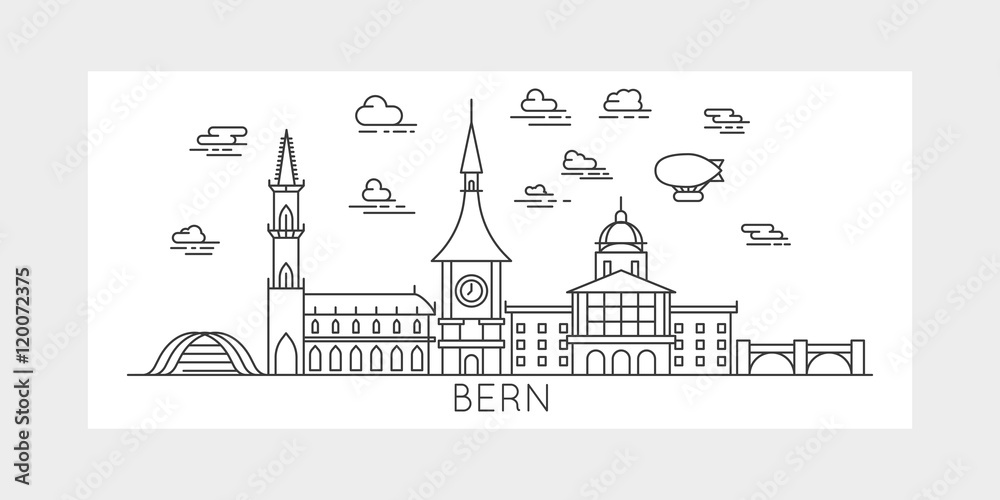 Bern, Switzerland, city vector illustration