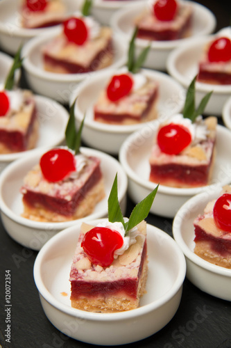 Mini tarts  cherries decorated cherry