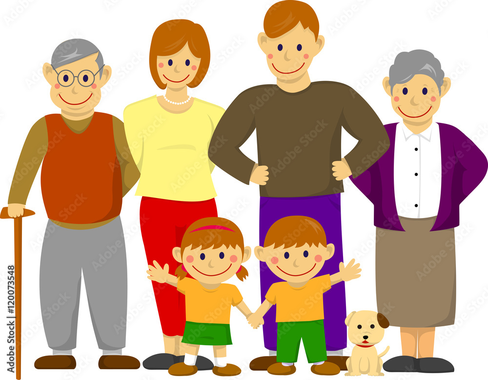 Family illustration / with grandparents (image) Family illustration / with grandparents (image)