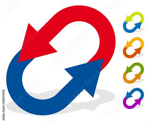 Circular arrows for change, reset, swap, turn, exchange concepts